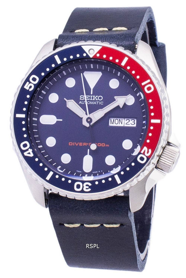 Seiko automaattinen SKX009K1 LS15 Diver 200M tummansininen nahka hihna Miesten Kello