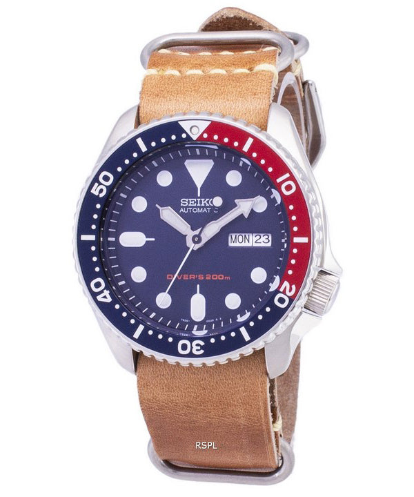 Seiko automaattinen SKX009K1 LS18 Diver 200M ruskea nahka hihna Miesten Kello