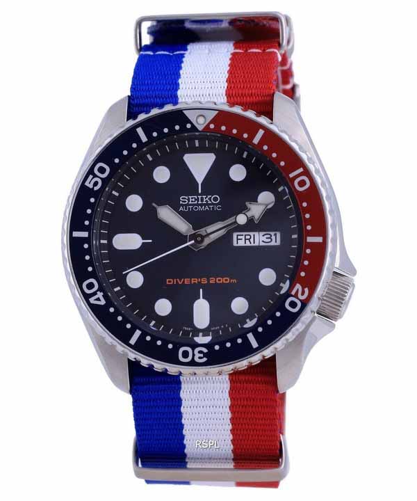 Seiko automaattinen sukeltajan polyesteri SKX009K1-var-NATO25 200M miesten kello