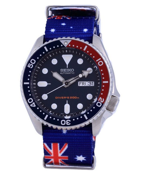 Seiko automaattinen sukeltajan polyesteri SKX009K1-var-NATO30 200M miesten kello