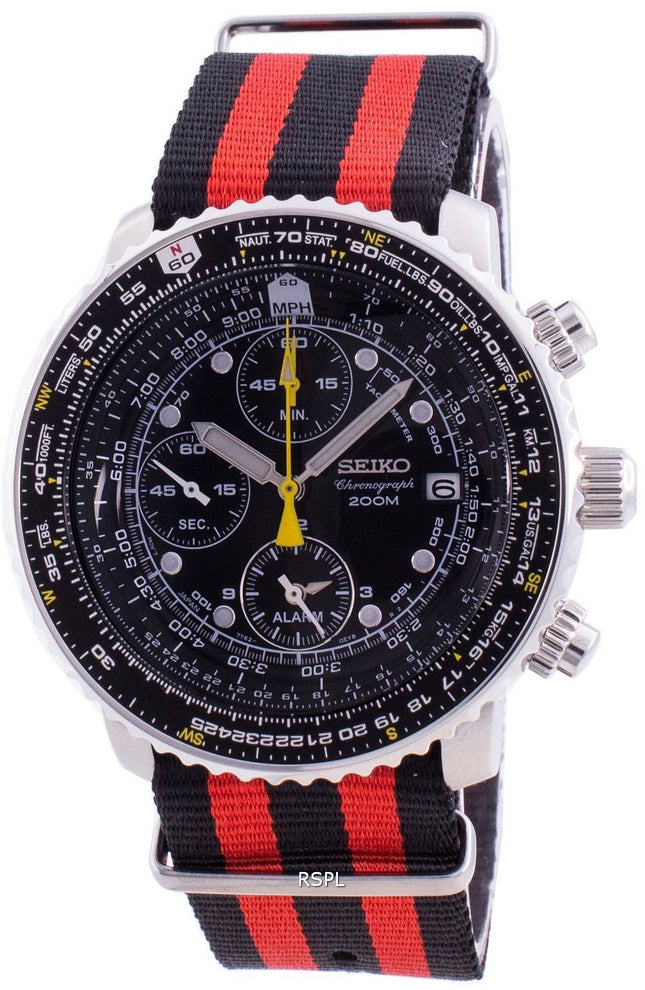 Seiko Pilot&#39,s Flight SNA411P1-VAR-NATO3 Cronógrafo de cuarzo 200M Reloj para hombre