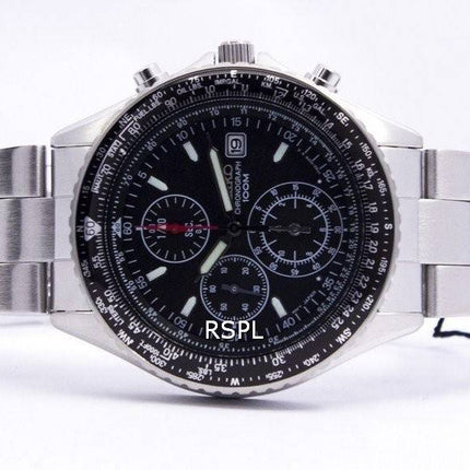 Kunnostettu Seiko Flightmaster Pilot Slide Rule Chronograph SND253 SND253P1 SND253P miesten kello