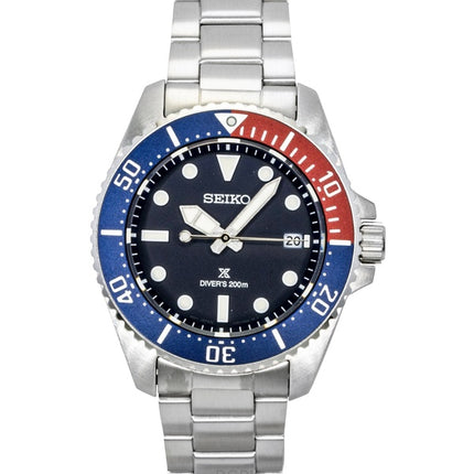 Seiko Prospex ruostumattomasta teräksestä valmistettu sininen kellotaulu Solar Diver&#39;s SNE595P1 200M miesten kello