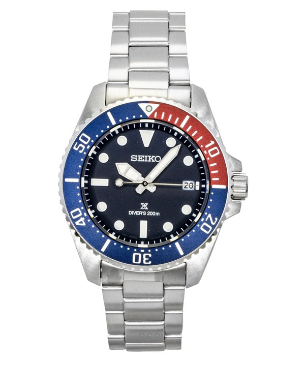 Seiko Prospex ruostumattomasta teräksestä valmistettu sininen kellotaulu Solar Diver&#39;s SNE595P1 200M miesten kello