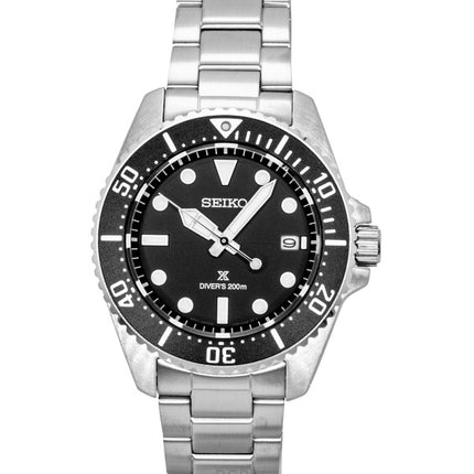 Seiko Prospex ruostumattomasta teräksestä valmistettu musta kellotaulu Solar Diver&#39;s SNE597P1 200M miesten kello