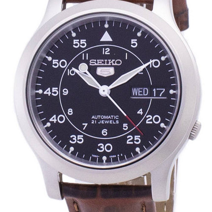 Seiko 5 sotilaallisen SNK809K2 SS2 automaattinen ruskea nahka hihna Miesten kello