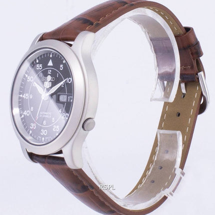 Seiko 5 sotilaallisen SNK809K2 SS2 automaattinen ruskea nahka hihna Miesten kello