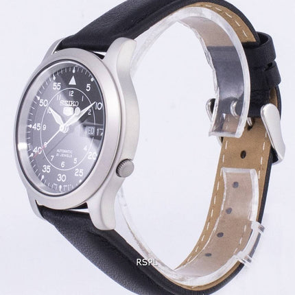 Seiko 5 sotilaallisen SNK809K2 SS3 automaattinen musta nahka hihna Miesten kello