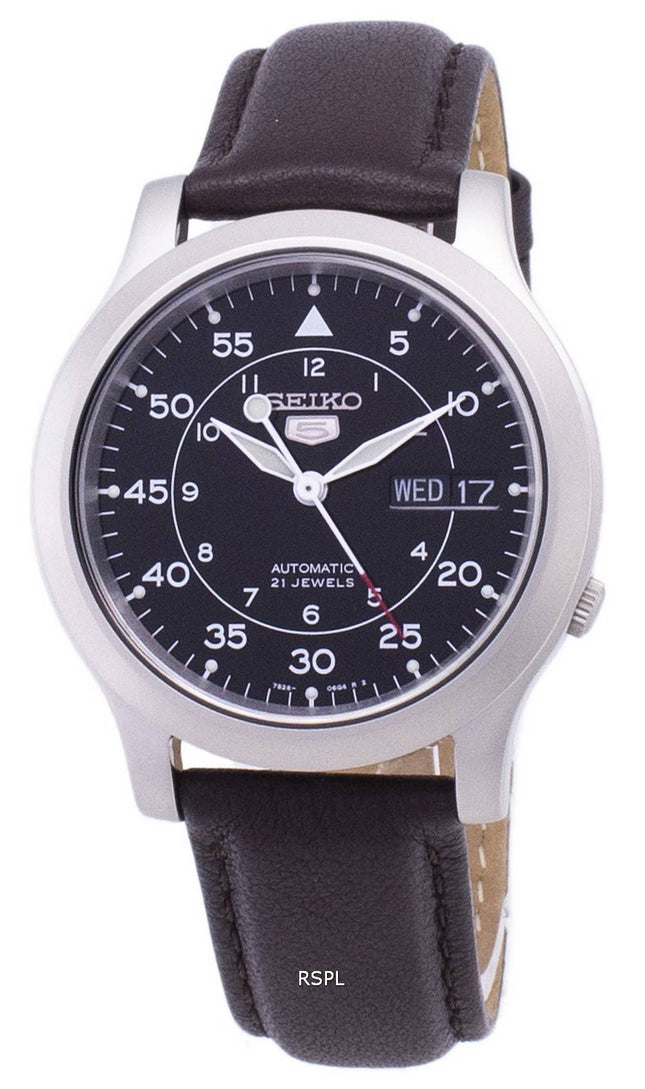 Seiko 5 sotilaallisen SNK809K2 ek4 automaattinen ruskea nahka hihna Miesten kello