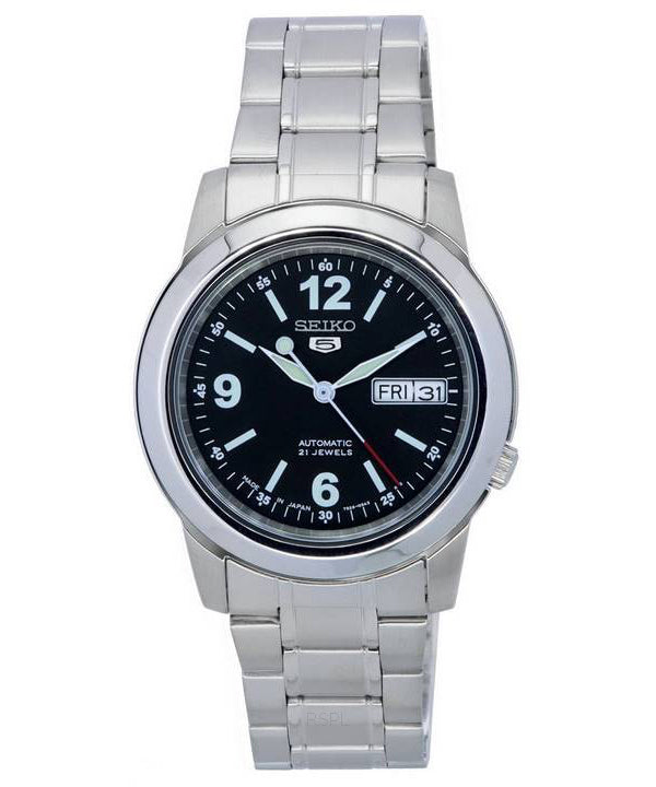 Seiko 5 ruostumattomasta teräksestä valmistettu musta kellotaulu SNKE63 SNKE63J1 SNKE63J miesten kello