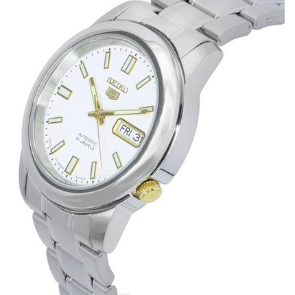 Seiko 5 ruostumattomasta teräksestä valmistettu valkoinen kellotaulu SNKK07 SNKK07J1 SNKK07J miesten kello
