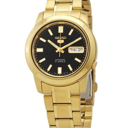 Seiko 5 kultasävyinen ruostumaton teräs musta kellotaulu 21 jalokivet automaattinen SNKK22K1 miesten kello