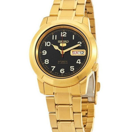 Seiko 5 kultasävyinen ruostumaton teräs musta kellotaulu 21 jalokivet automaattinen SNKK40J1 miesten kello