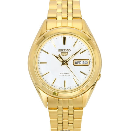 Seiko 5 kultasävyinen ruostumaton teräs valkoinen kellotaulu 21 jalokivet automaattinen SNKL26K1 miesten kello
