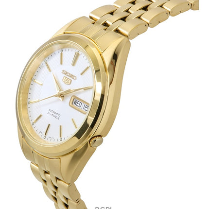 Seiko 5 kultasävyinen ruostumaton teräs valkoinen kellotaulu 21 jalokivet automaattinen SNKL26K1 miesten kello