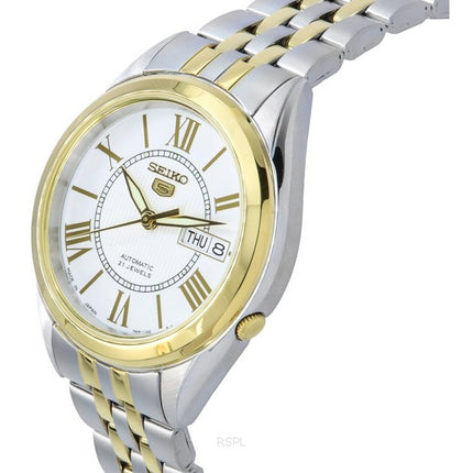 Seiko 5 kaksisävyinen ruostumattomasta teräksestä valmistettu hopeakellotaulu 21 jalokivet automaattinen SNKL36J1 miesten kello