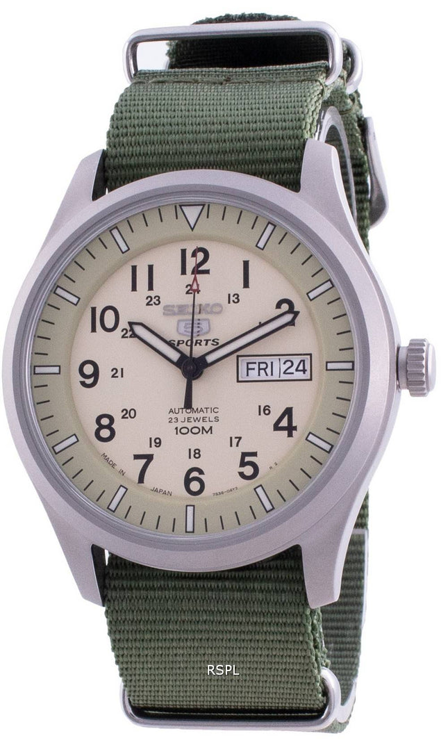Seiko 5 Sports Military Automatic SNZG07J1-var-NATO9 100M Japanin miesten kello