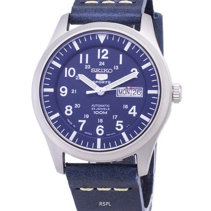 Seiko 5 urheilu SNZG11J1 LS15 automaattinen tummansininen nahka hihna Miesten kello