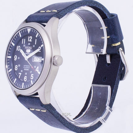 Seiko 5 urheilu SNZG11J1 LS15 automaattinen tummansininen nahka hihna Miesten kello
