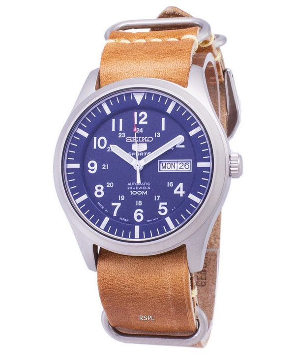 Seiko 5 urheilu SNZG11J1 LS18 automaattinen ruskea nahka hihna Miesten kello