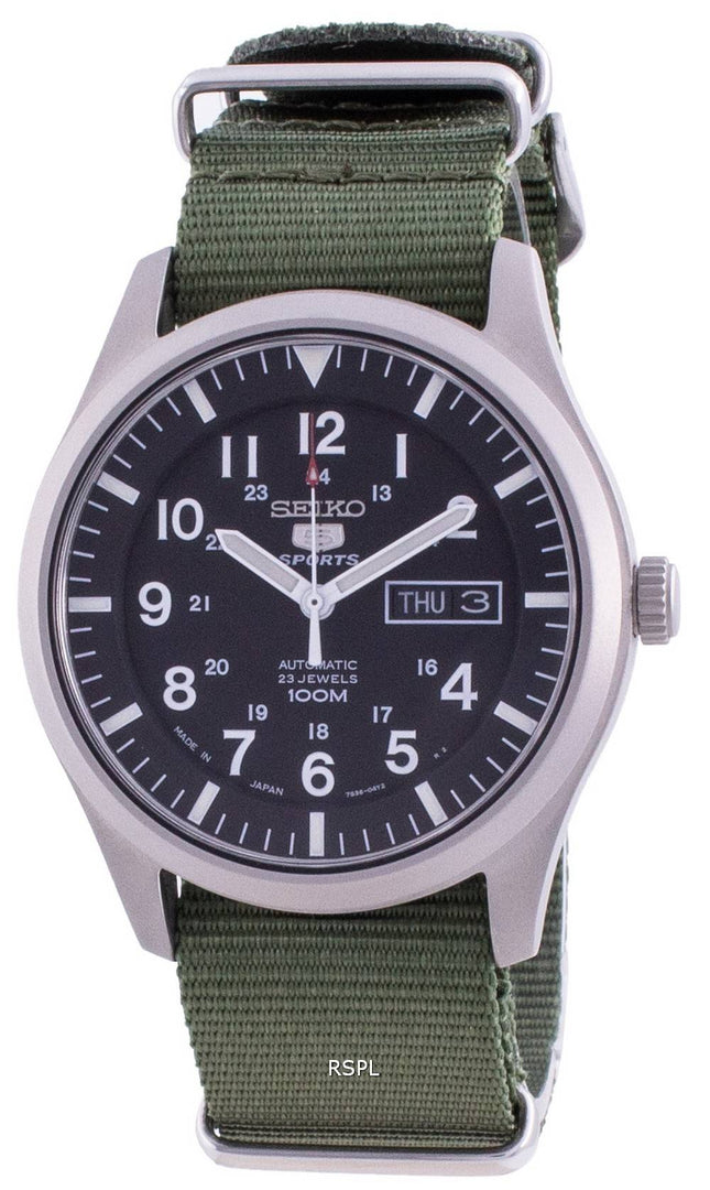 Seiko 5 Sports Black Dial automaattinen SNZG15J1-var-NATO9 100M miesten kello