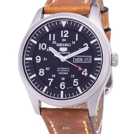 Seiko 5 urheilu SNZG15K1 LS17 automaattinen ruskea nahka hihna Miesten kello