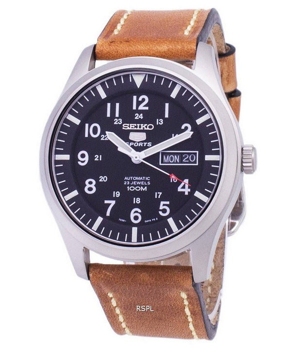 Seiko 5 urheilu SNZG15K1 LS17 automaattinen ruskea nahka hihna Miesten kello