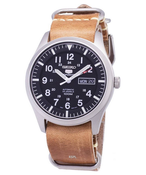 Seiko 5 urheilu SNZG15K1 LS18 automaattinen ruskea nahka hihna Miesten Kello