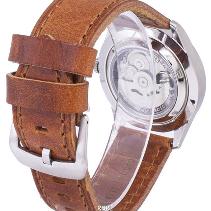 Seiko 5 urheilua automaattinen suhde ruskea nahka SNZG15K1 LS9 Miesten Watch