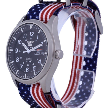 Seiko 5 urheilu automaattinen polyesteri SNZG15K1-var-NATO27 100M miesten kello