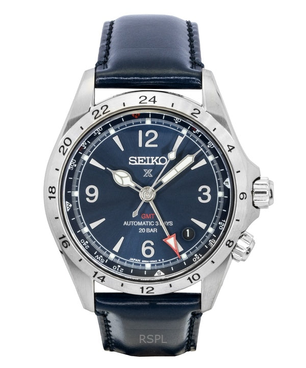Seiko Prospex Alpinist GMT nahkaranneke sininen kellotaulu automaattinen SPB377J1 200M miesten kello