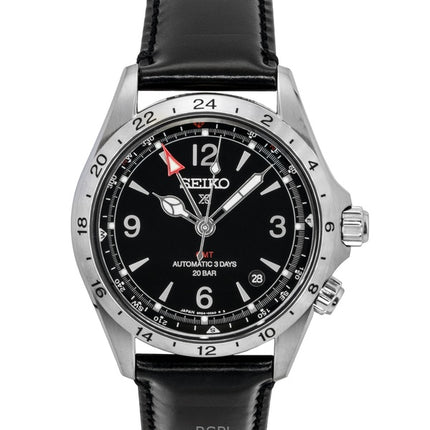 Seiko Prospex Alpinist GMT nahkaranneke mustalla kellotaululla automaattinen SPB379J1 200M miesten kello