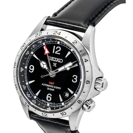 Seiko Prospex Alpinist GMT nahkaranneke mustalla kellotaululla automaattinen SPB379J1 200M miesten kello