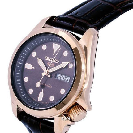 Seiko 5 Sports Compact nahkainen ruskea kellotaulu automaattinen SRE006 SRE006K1 SRE006K 100M naisten kello