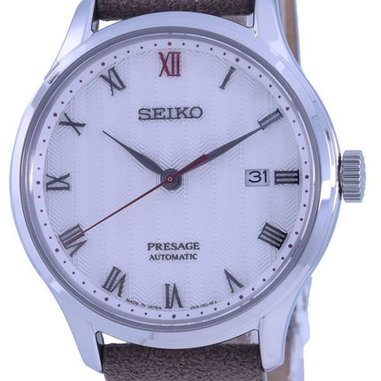 Seiko Presage Zen Garden valkoinen kellotaulu nahkahihna automaattinen SRPG25 SRPG25J1 SRPG25J miesten kello