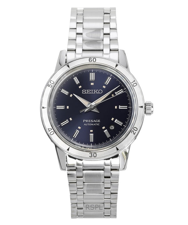 Seiko Presage Style 60's ruostumattomasta teräksestä valmistettu sininen kellotaulu automaattinen SRPL07J1 miesten kello