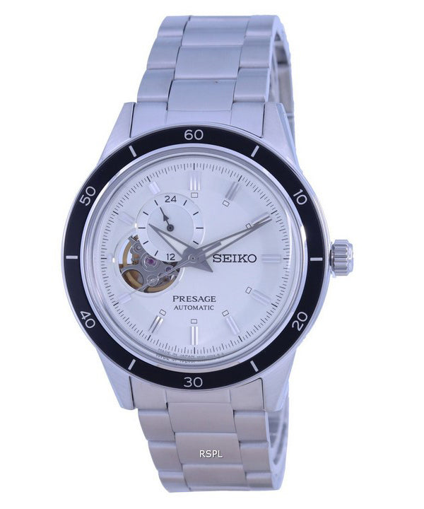 Seiko Presage Style 60-luvun avoin sydän, musta kellotaulu automaattinen SSA425 SSA425J1 SSA425J miesten kello