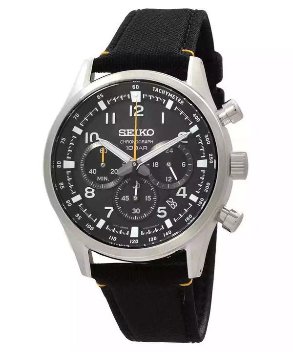 Seiko Discover More Sport Chronograph Nylon Ranneke musta kellotaulu kvartsi SSB449P1 100M miesten kello