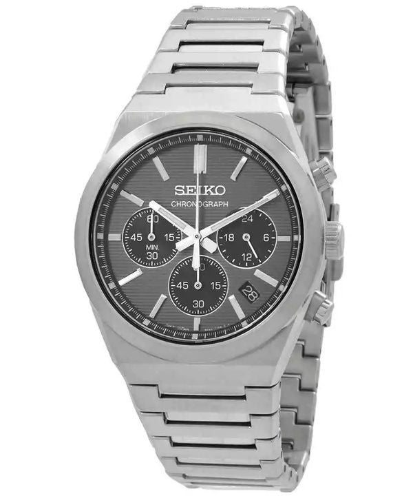 Seiko Discover More Classic Chronograph ruostumattomasta teräksestä, harmaa kellotaulu kvartsi SSB455P1 100M miesten kello