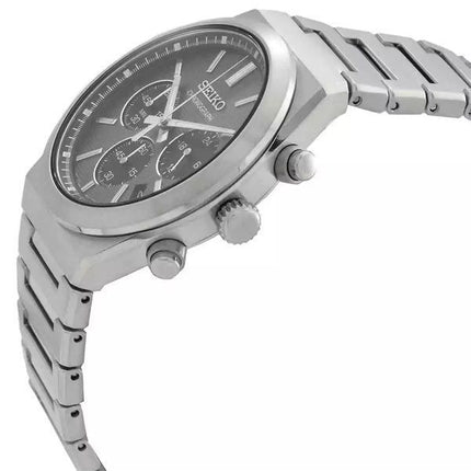 Seiko Discover More Classic Chronograph ruostumattomasta teräksestä, harmaa kellotaulu kvartsi SSB455P1 100M miesten kello