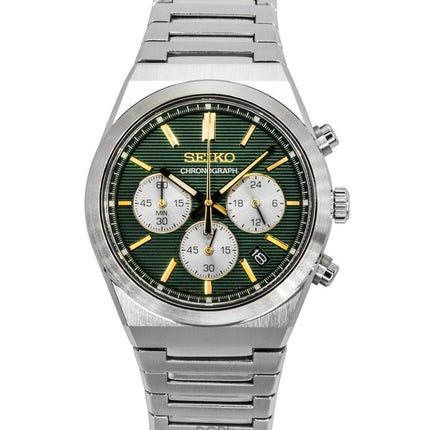 Seiko Sport Chronograph ruostumattomasta teräksestä valmistettu vihreä kellotaulu kvartsi SSB461P1 100M miesten kello