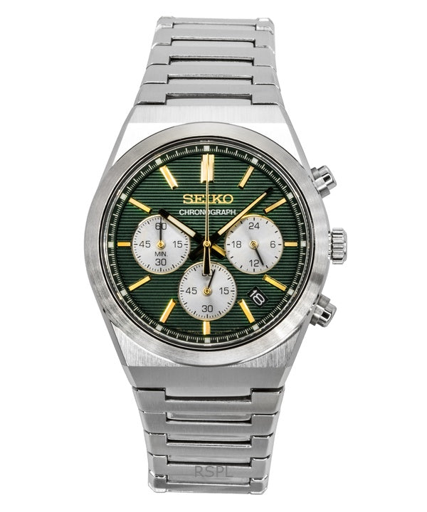 Seiko Sport Chronograph ruostumattomasta teräksestä valmistettu vihreä kellotaulu kvartsi SSB461P1 100M miesten kello