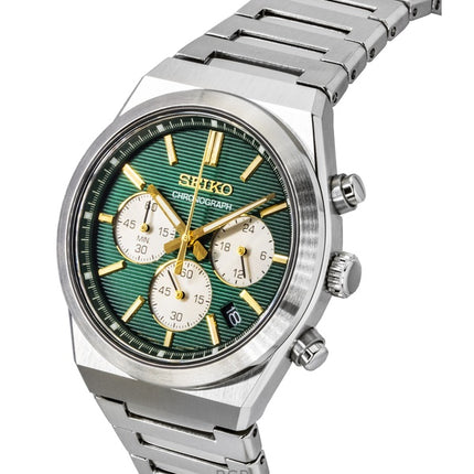 Seiko Sport Chronograph ruostumattomasta teräksestä valmistettu vihreä kellotaulu kvartsi SSB461P1 100M miesten kello