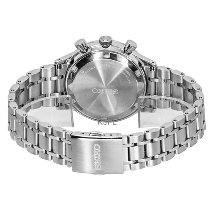 Seiko Chronograph ruostumattomasta teräksestä valmistettu musta kellotaulu kvartsi SSB479P1 miesten kello