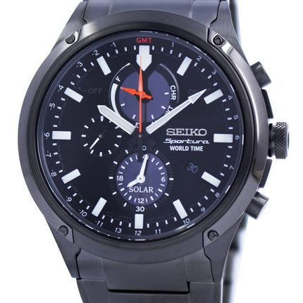 Seiko Sportura maailman aika Solar Chronograph SSC481 SSC481P1 SSC481P Miesten Kello