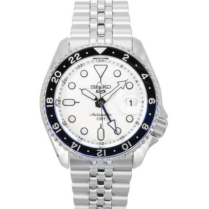 Seiko 5 Sports SKX GMT ruostumaton teräs valkoinen kellotaulu automaattinen SSK033K1 100M miesten kello