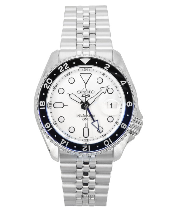 Seiko 5 Sports SKX GMT ruostumaton teräs valkoinen kellotaulu automaattinen SSK033K1 100M miesten kello