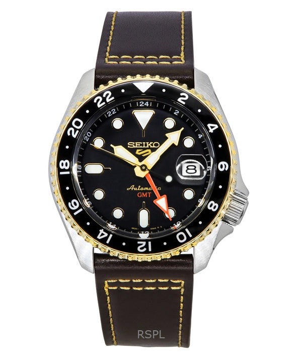 Seiko 5 Sports SKX GMT nahkahihna ruskea kellotaulu automaattinen SSK036K1 100M miesten kello