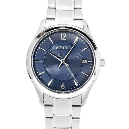 Seiko Classic ruostumattomasta teräksestä valmistettu sininen kellotaulu kvartsi SUR419P1 100M miesten kello