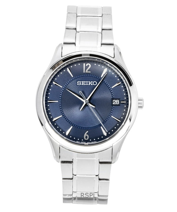 Seiko Classic ruostumattomasta teräksestä valmistettu sininen kellotaulu kvartsi SUR419P1 100M miesten kello